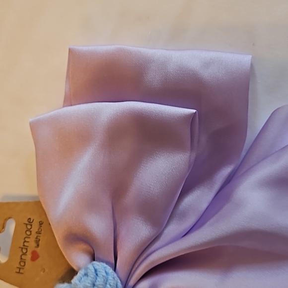 Hand Crafted lavander bow hair clip barrette clip bohemian crochet blue flower - Picture 8 of 17